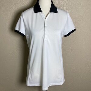 Polo Golf Ralph Lauren Women's Tailored Fit Pima Cotton Polo Shirt White Navy M